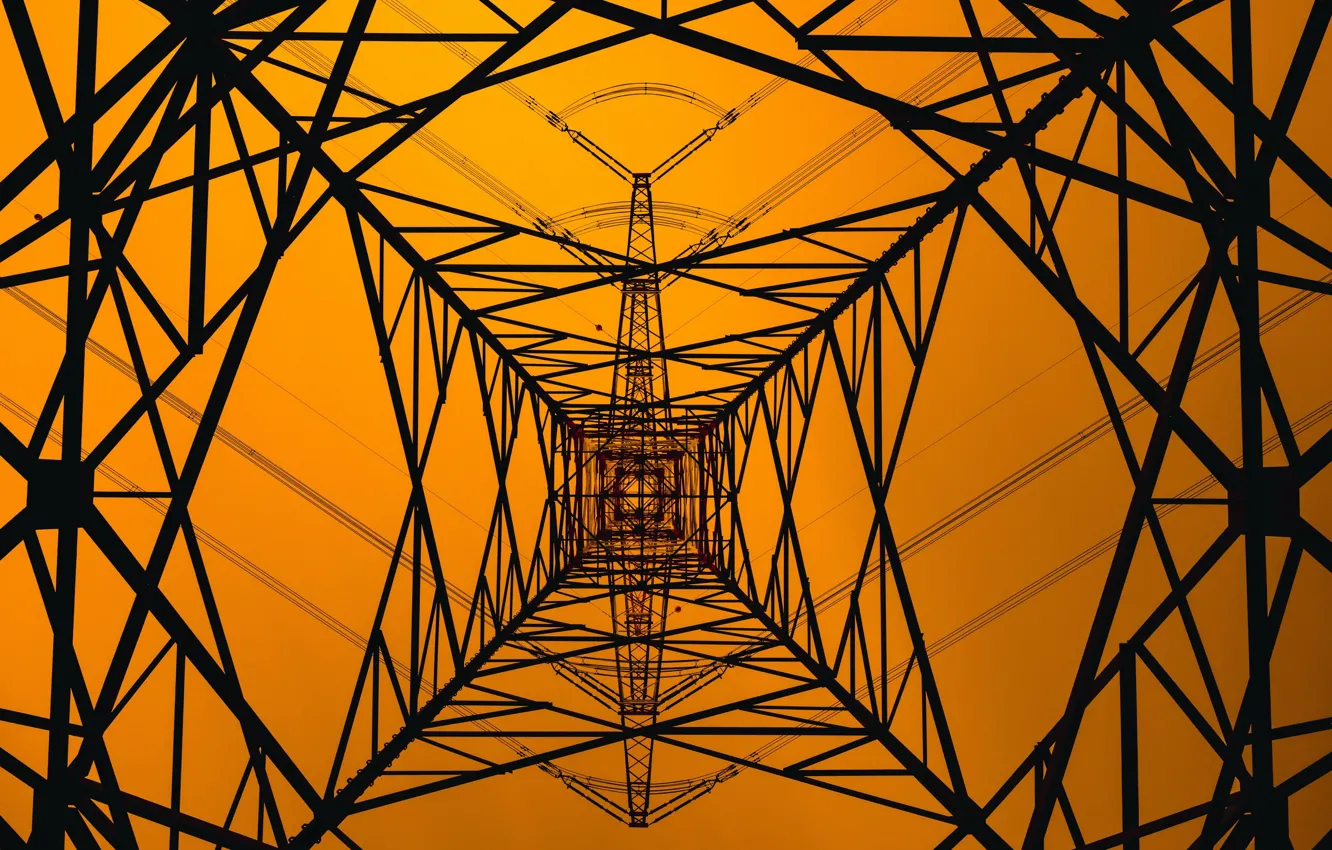 Photo wallpaper color, power lines, electricity