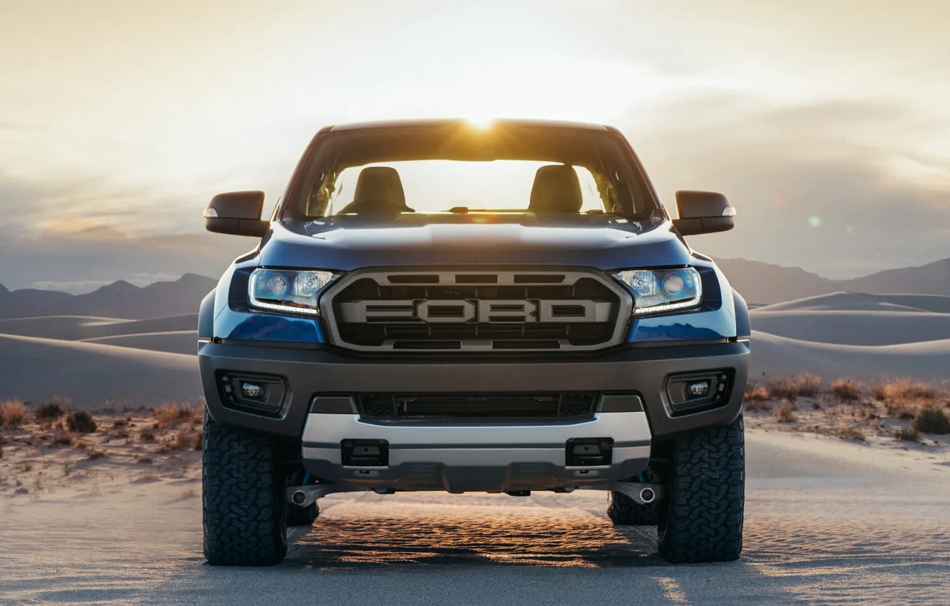 Photo wallpaper Ford, front view, Raptor, pickup, Ranger, 2019