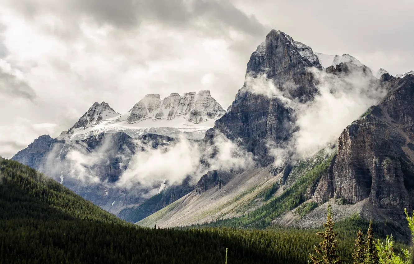 Photo wallpaper the sky, clouds, mountains