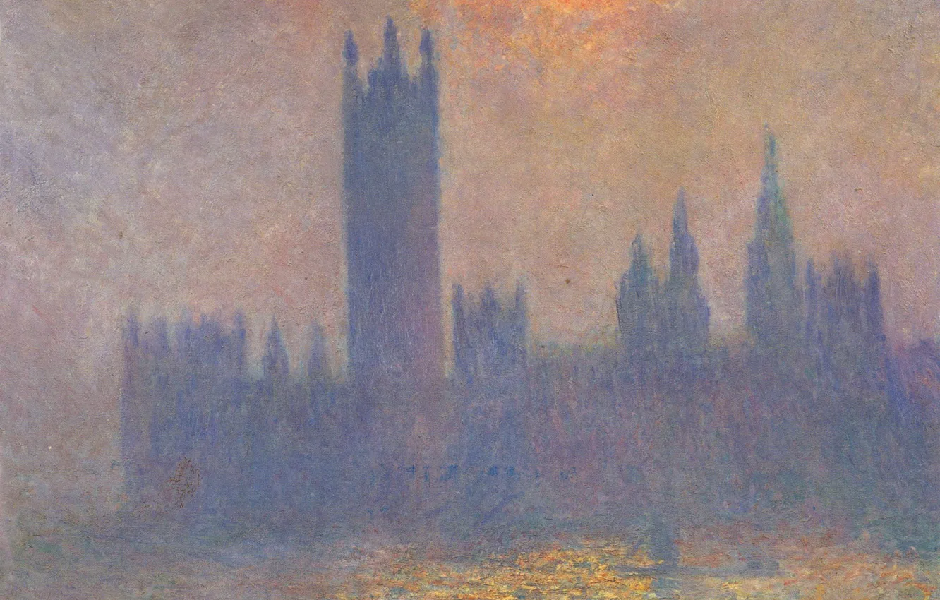 Photo wallpaper picture, the urban landscape, Claude Monet, The Houses Of Parliament. The effect of sunlight in …