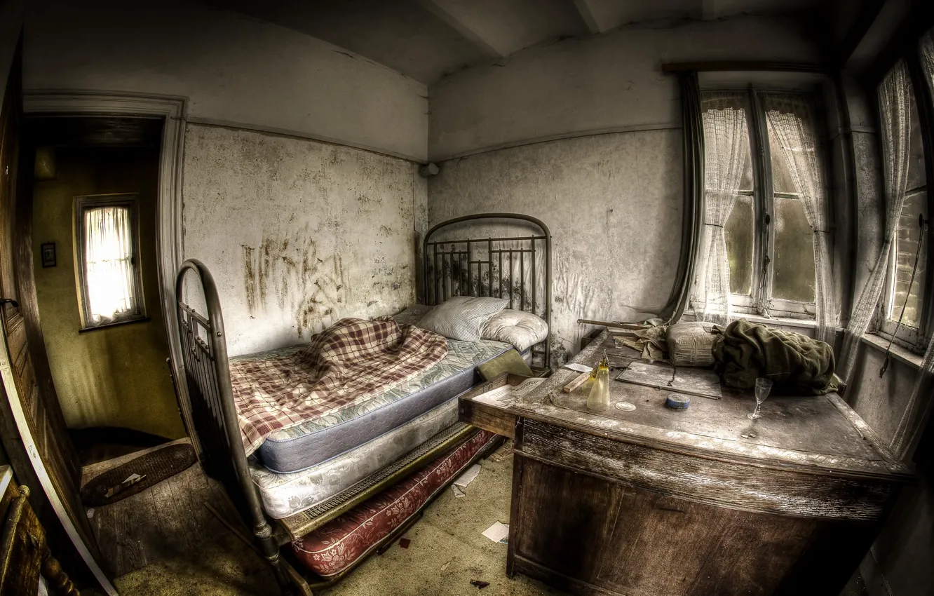 Photo wallpaper room, bed, window