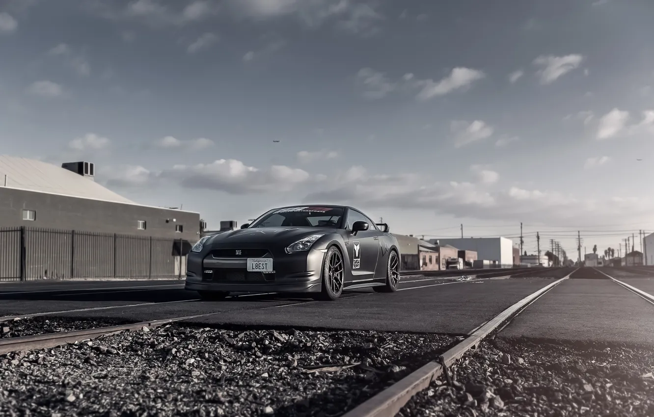 Photo wallpaper Matt, Nissan, GT-R, black, Nissan, front