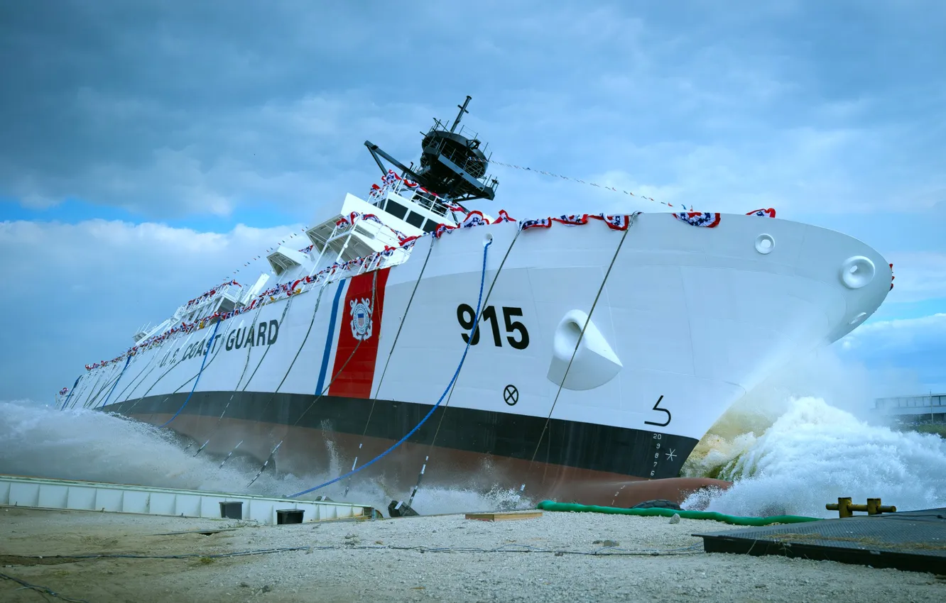 Photo wallpaper US NAVY, Argus, launching, patrol ship