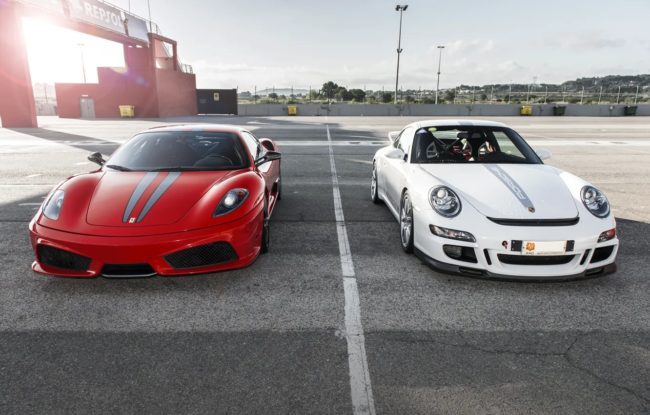 Photo wallpaper 997, Porsche, Ferrari, red, 360, Carrera S, 3.8