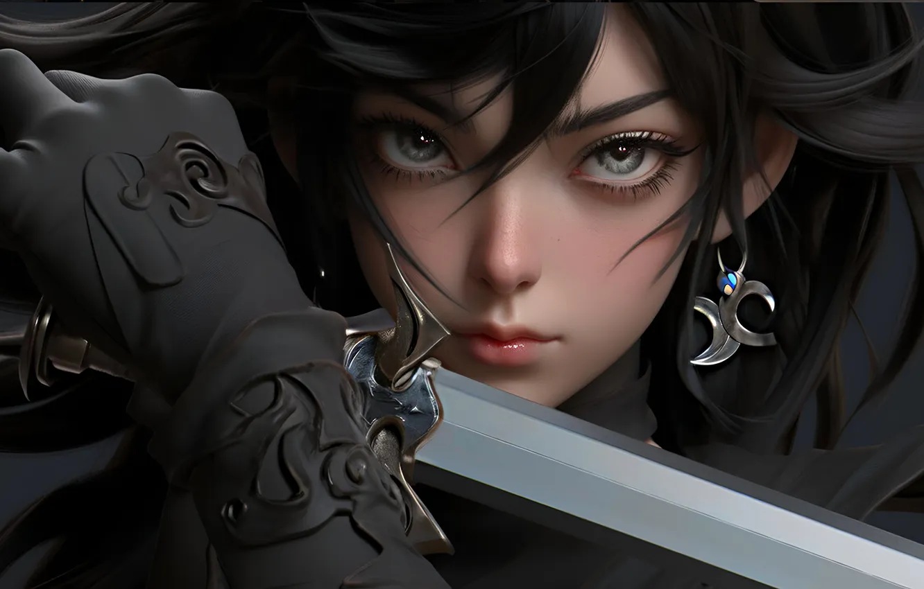 Photo wallpaper eyes, girl, items