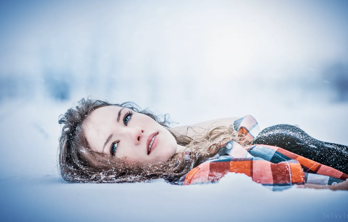 Photo wallpaper winter, girl, snow, the snow