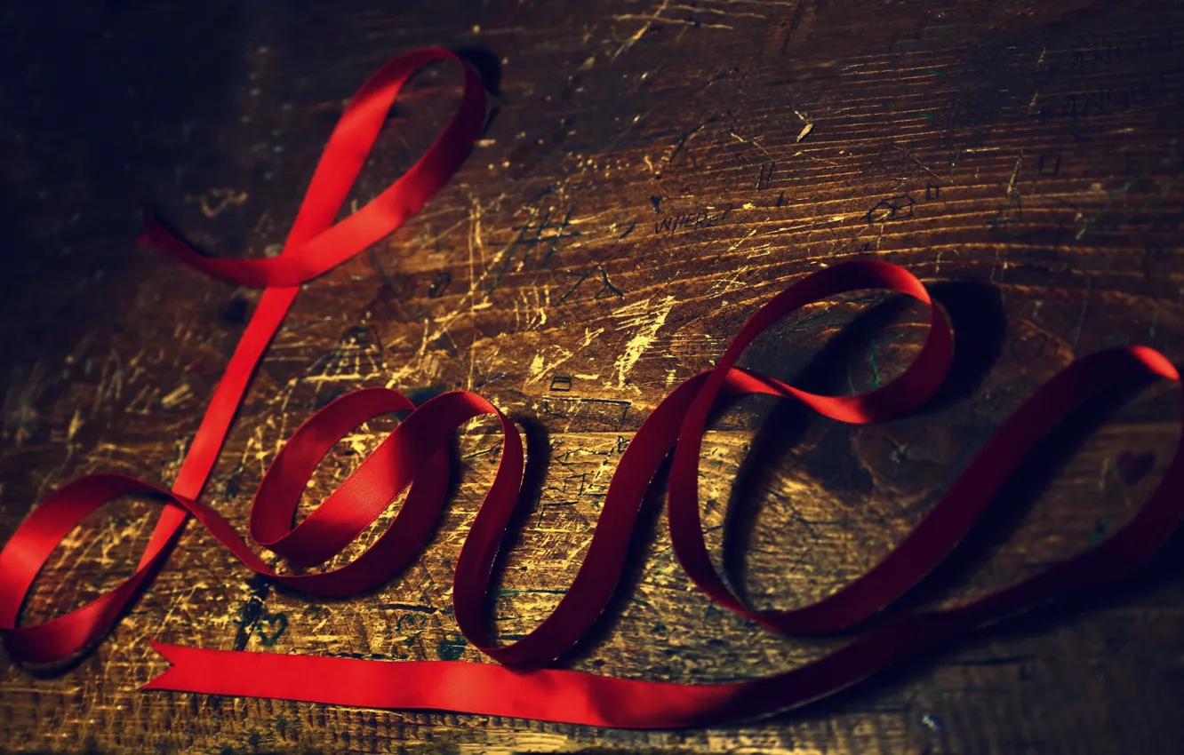 Photo wallpaper Love, Board, love, ribbon