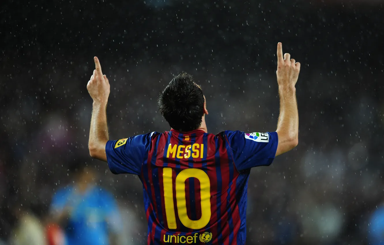 Photo wallpaper Rain, Goal, Atletico Madrid, FC Barcelona, The celebration, Messi Lionel