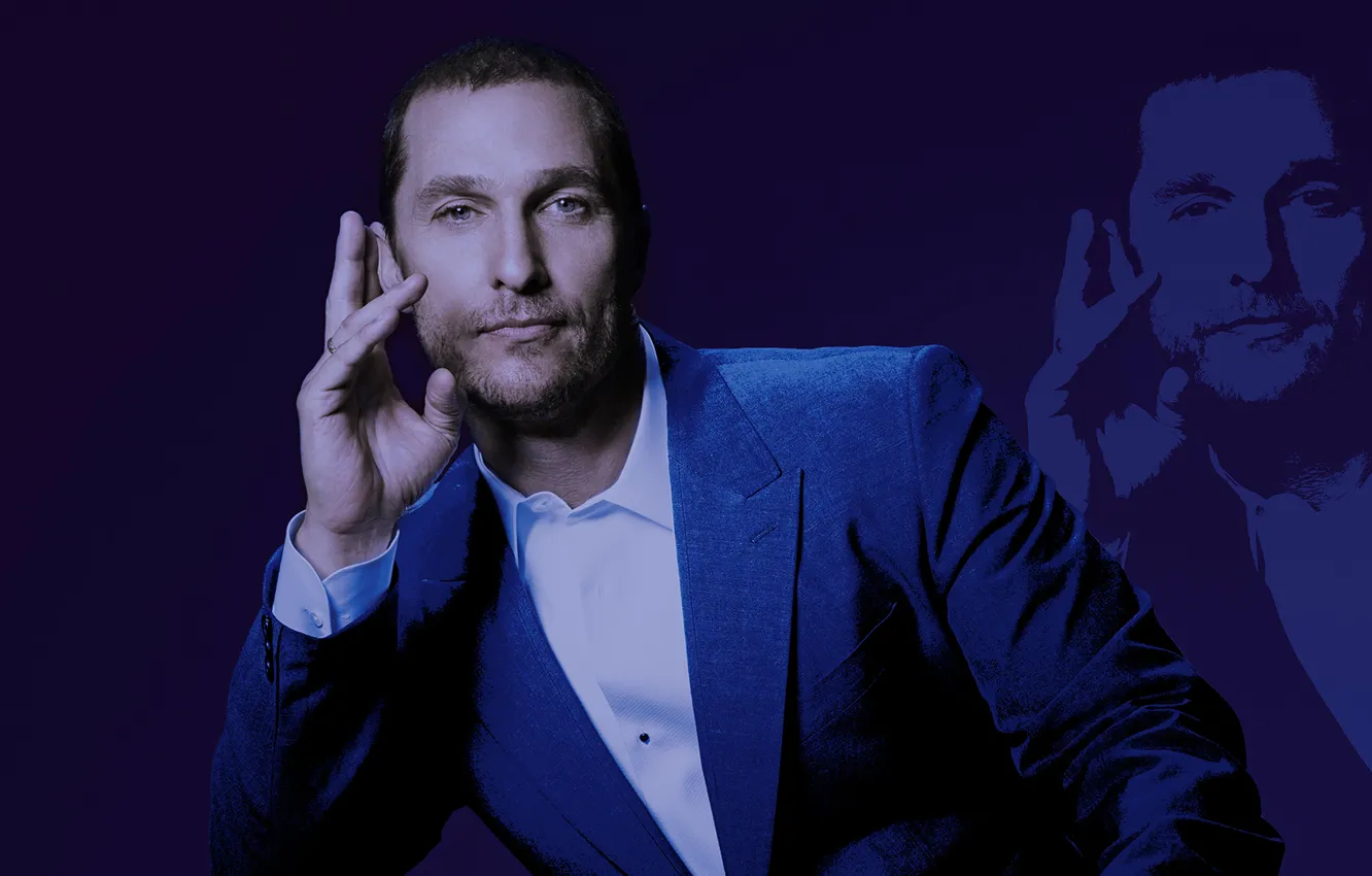 Photo wallpaper background, photoshop, photographer, costume, actor, jacket, 2015, Matthew McConaughey