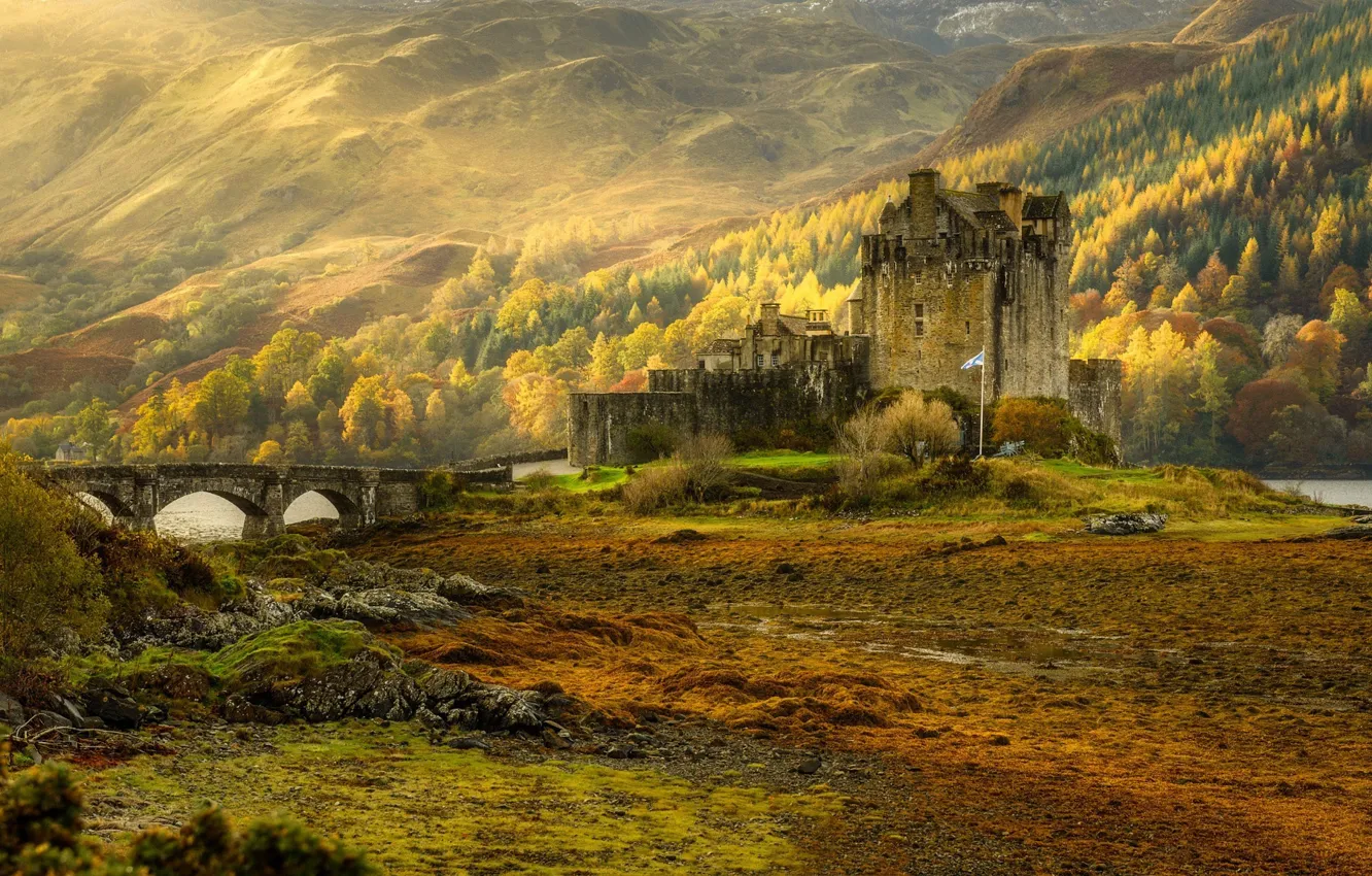 Photo wallpaper autumn, nature, Scotland, the Eilean Donan castle