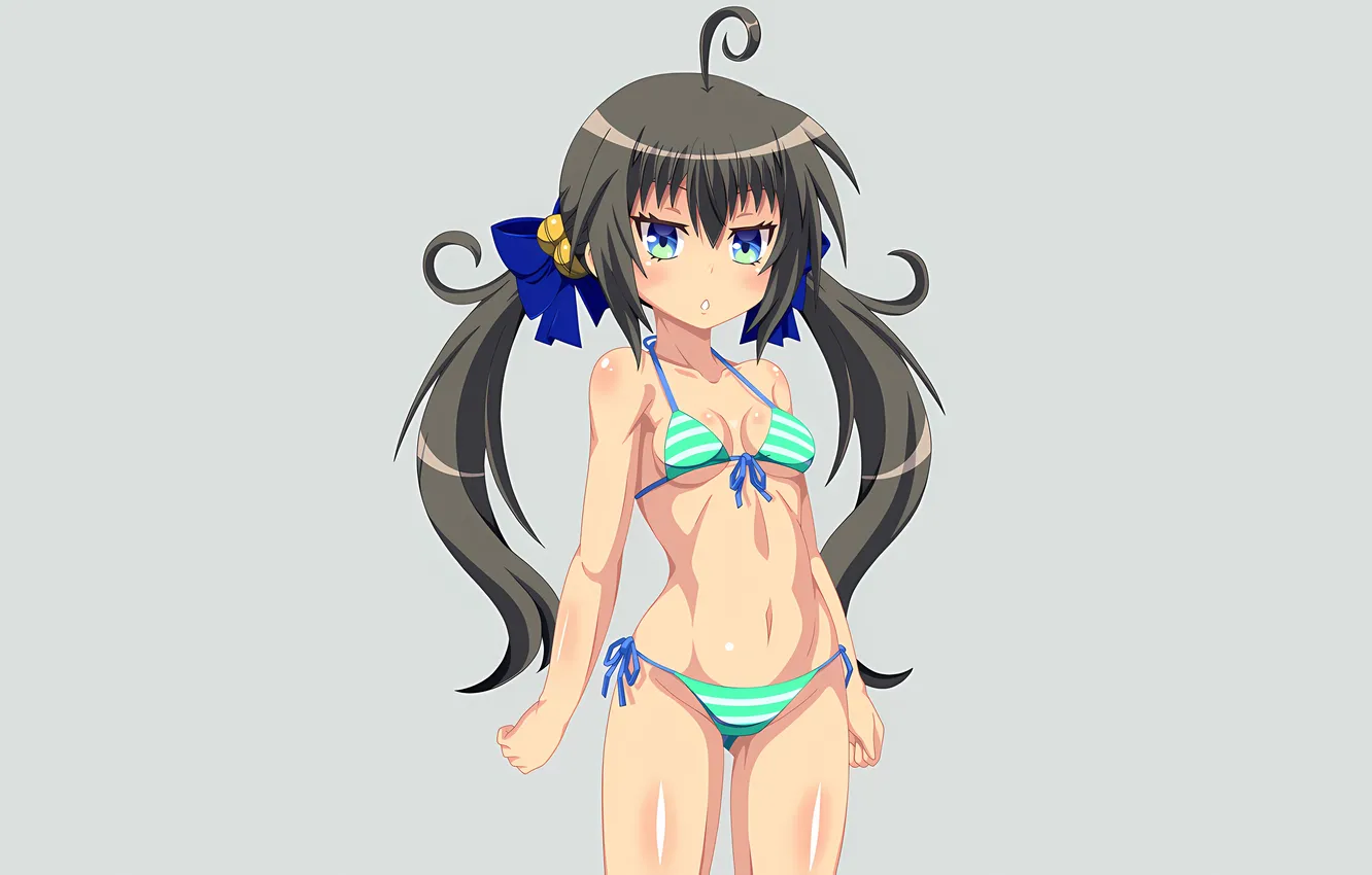 Photo wallpaper girl, sexy, cleavage, green eyes, long hair, boobs, sexy girl, anime