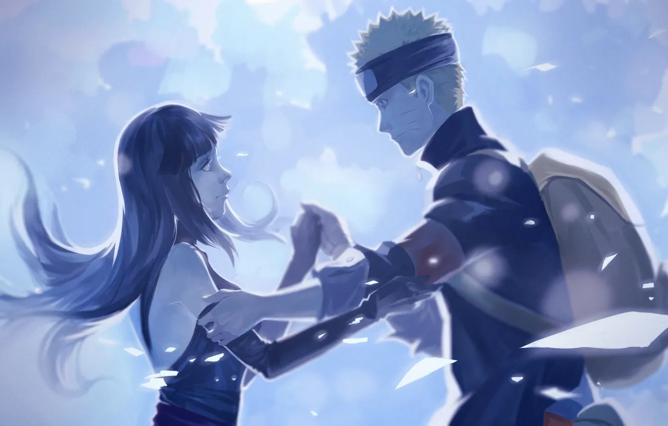 Photo wallpaper moonlight, Naruto, art, Hyuuga Hinata, Uzumaki Naruto, Naruto The Movie: The Last