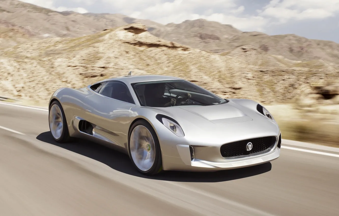 Photo wallpaper road, Concept, speed, Jaguar, the concept, speed, C-X75