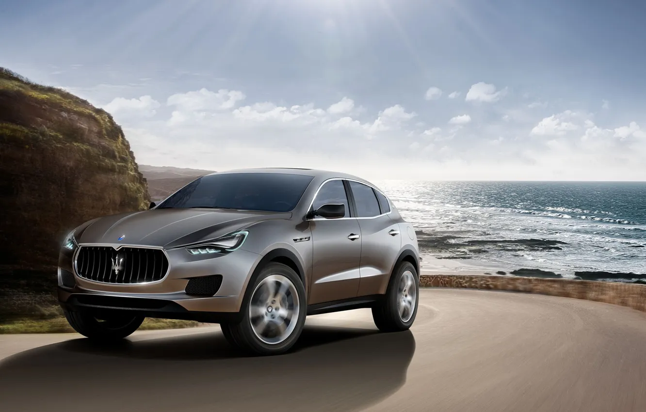 Photo wallpaper sea, the sky, mountains, Maserati, Kubang