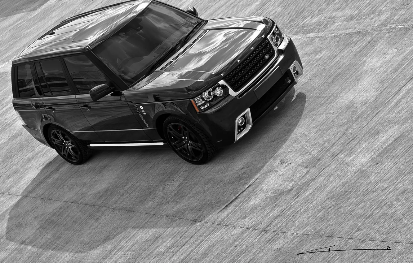 Photo wallpaper b/W, SUV, Land Rover, track