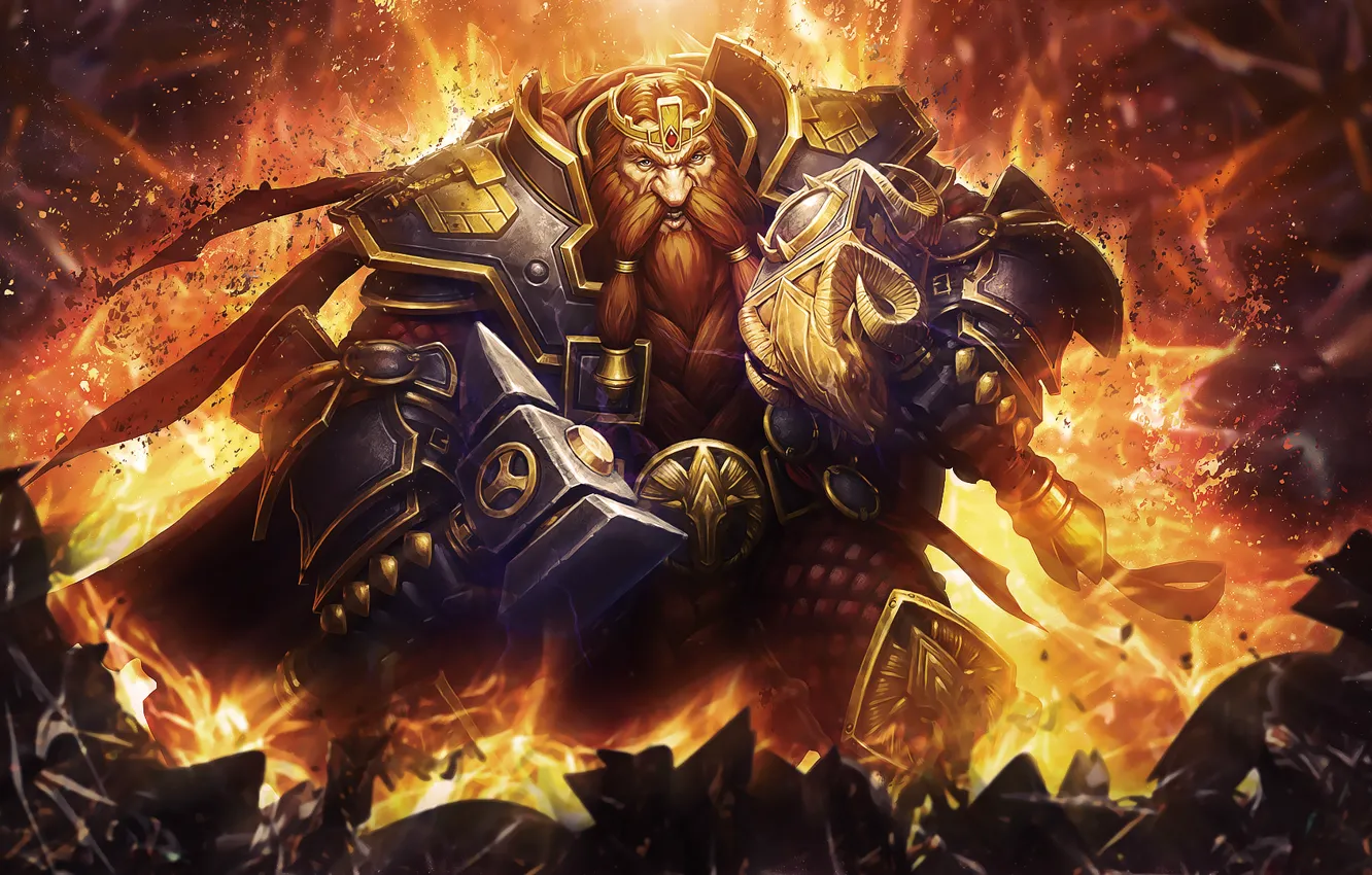 Photo wallpaper WoW, World of Warcraft, Dwarf, Hearthstone: Heroes of Warcraft, magni bronzebeard