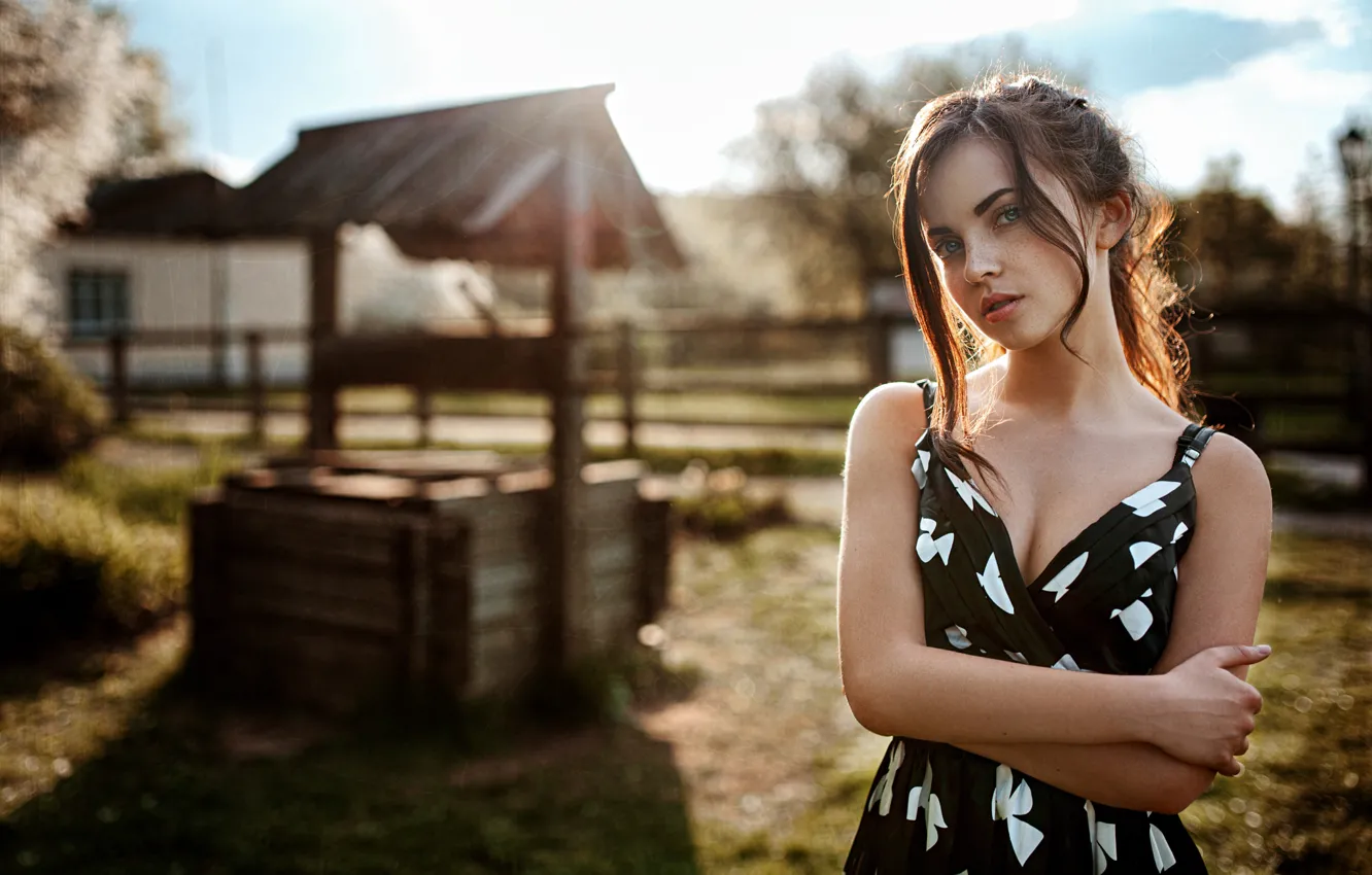 Photo wallpaper summer, the sun, well, freckles, Kate, Katyusha, George Chernyadev, Russian beauty