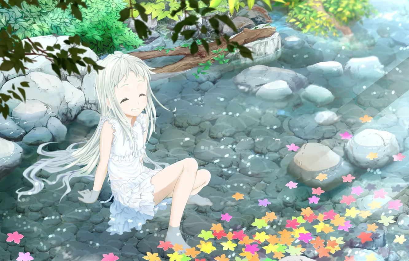Photo wallpaper smile, river, girl, Ano Hi Mita Hana no Namae wo Bokutachi wa Mada Shiranai, Honma …