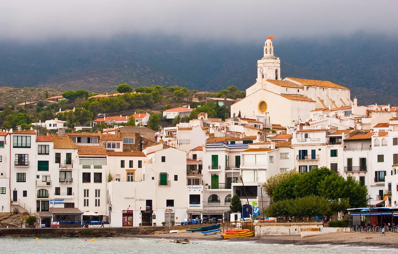 Photo wallpaper building, Spain, promenade, Spain, Catalonia, Cadaqués, Cadaques