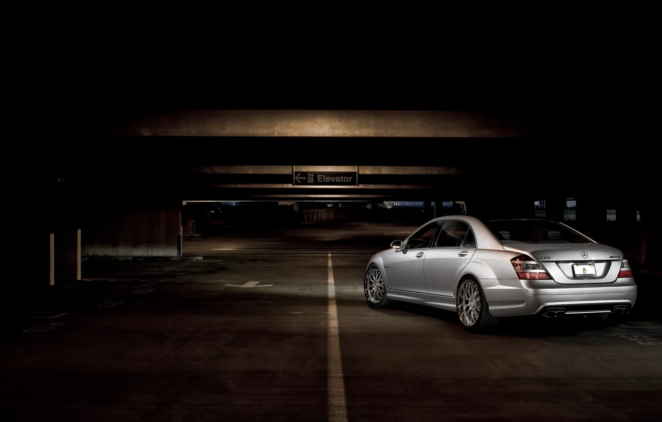 Photo wallpaper silver, Parking, Mercedes, Mercedes, AMG, the rear part, silvery, S 65