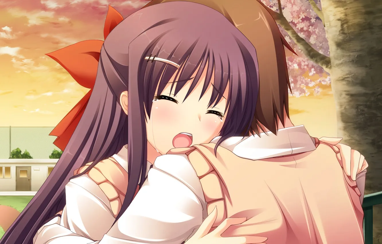 Photo wallpaper anime, tears, girl, guy, yuki natsume, shunki gentei poco a poco