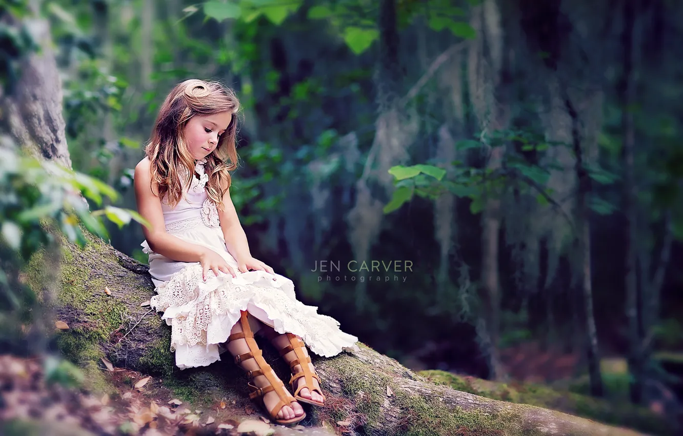 Photo wallpaper forest, nature, girl