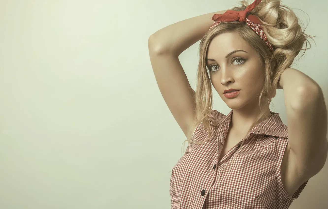 Photo wallpaper girl, fashion, photography, studio, beautiful, hair, hands, shirt