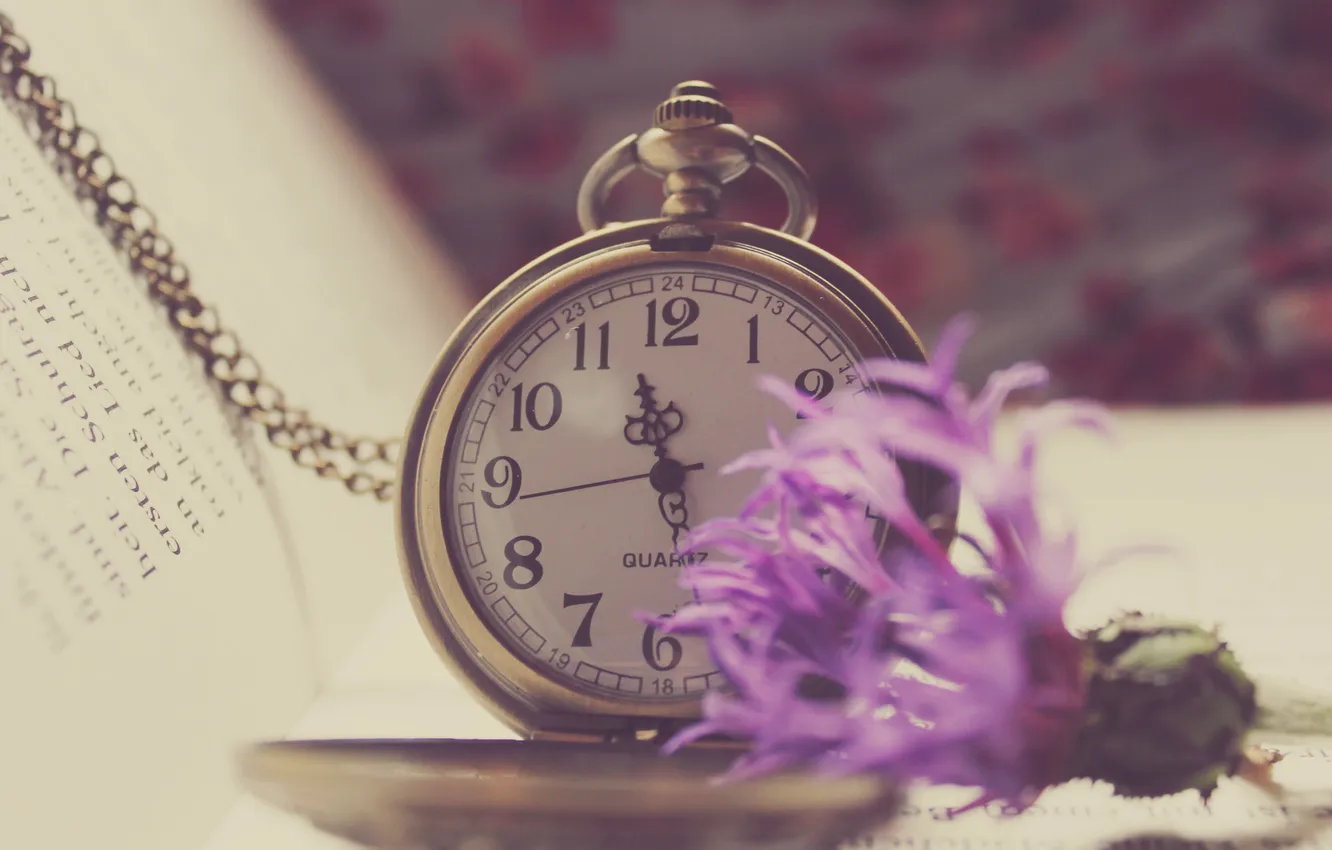 Photo wallpaper flowers, watch, page