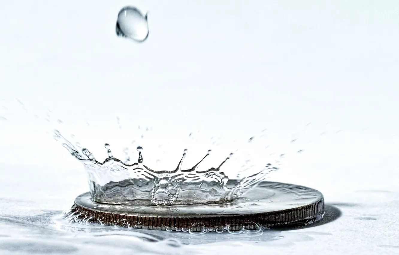 Photo wallpaper wet, water, coin