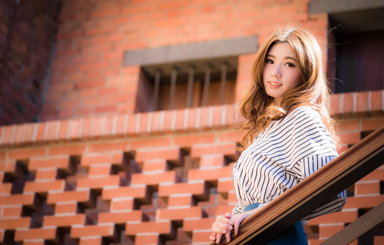 Photo wallpaper look, girl, sweetheart, Asian, bokeh