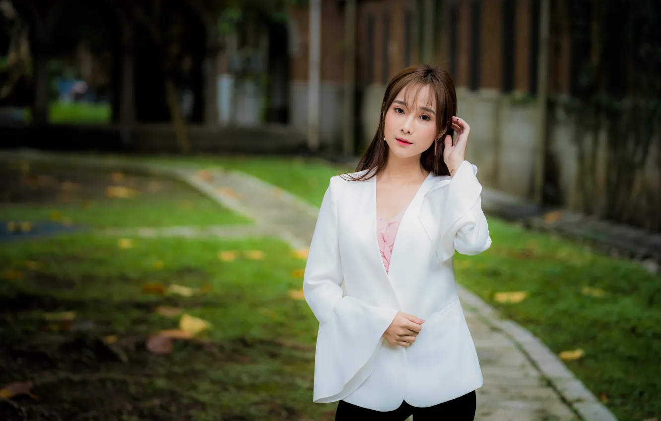 Photo wallpaper girl, Asian, cutie, bokeh