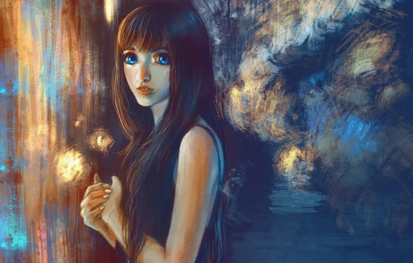 Photo wallpaper girl, blue eyes., by merkerinn
