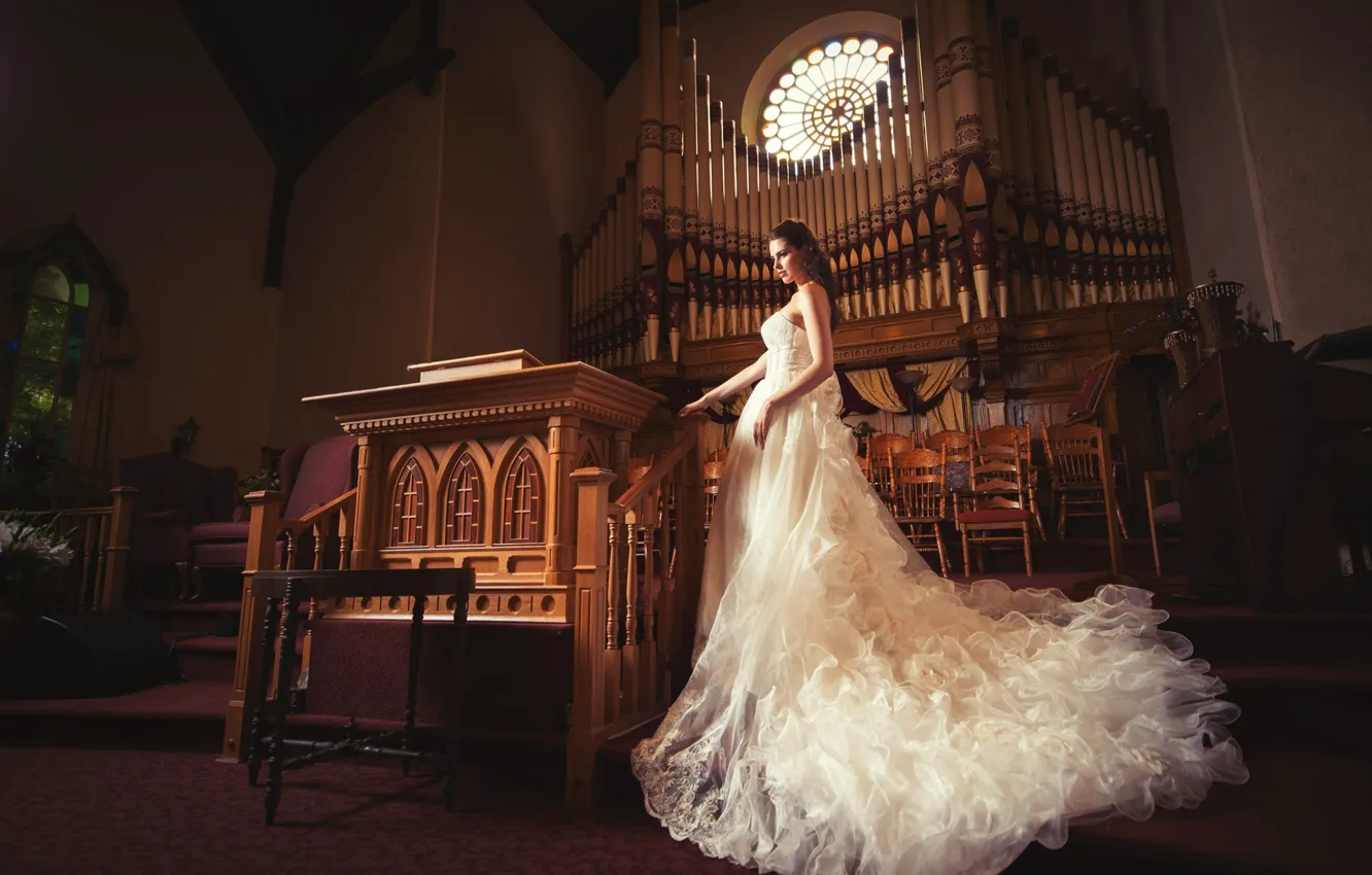 Photo wallpaper pose, style, model, building, portrait, interior, makeup, dress
