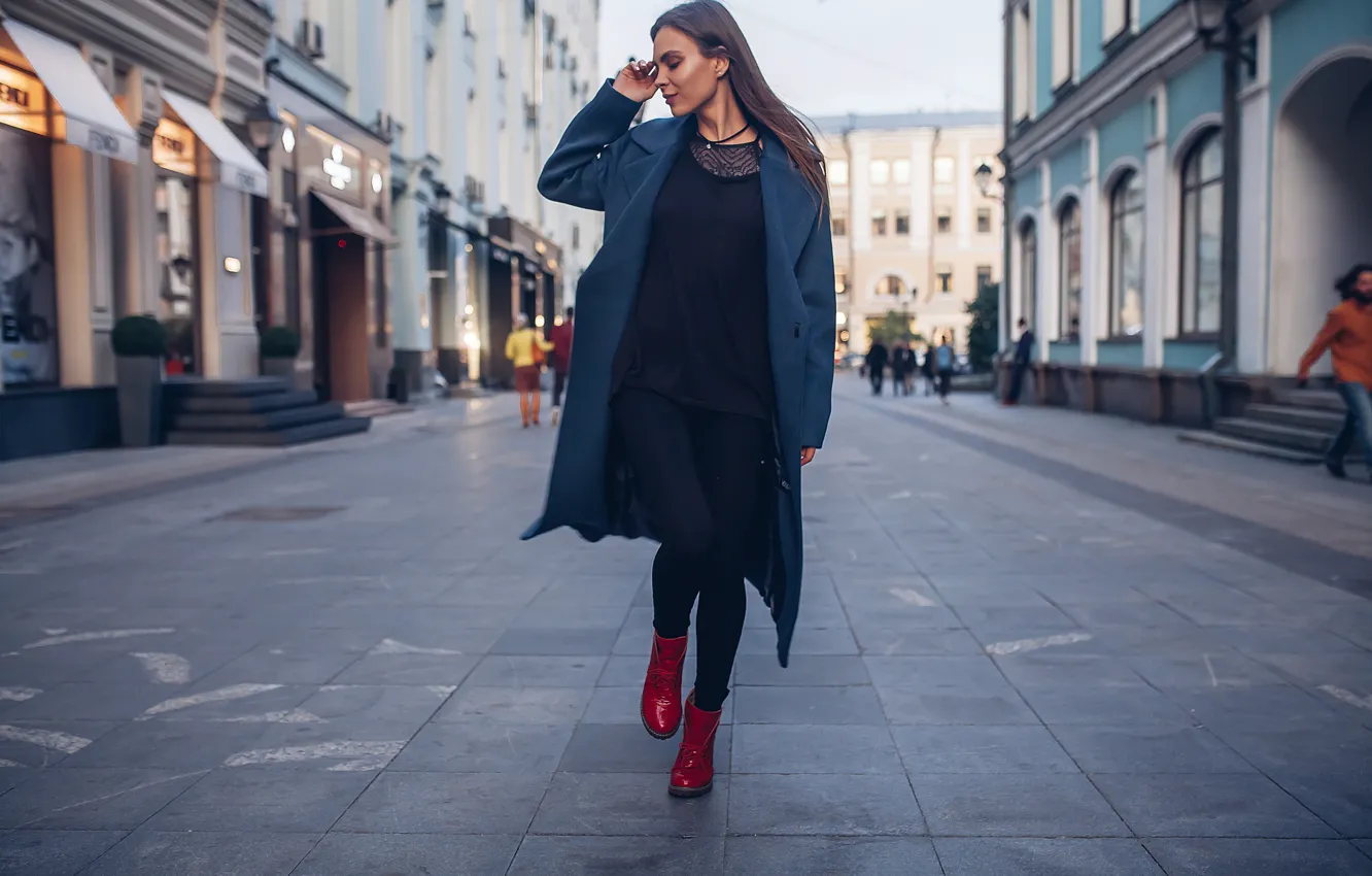 Photo wallpaper girl, pose, style, mood, street, coat, Rome Rome, Natalia Chuiko