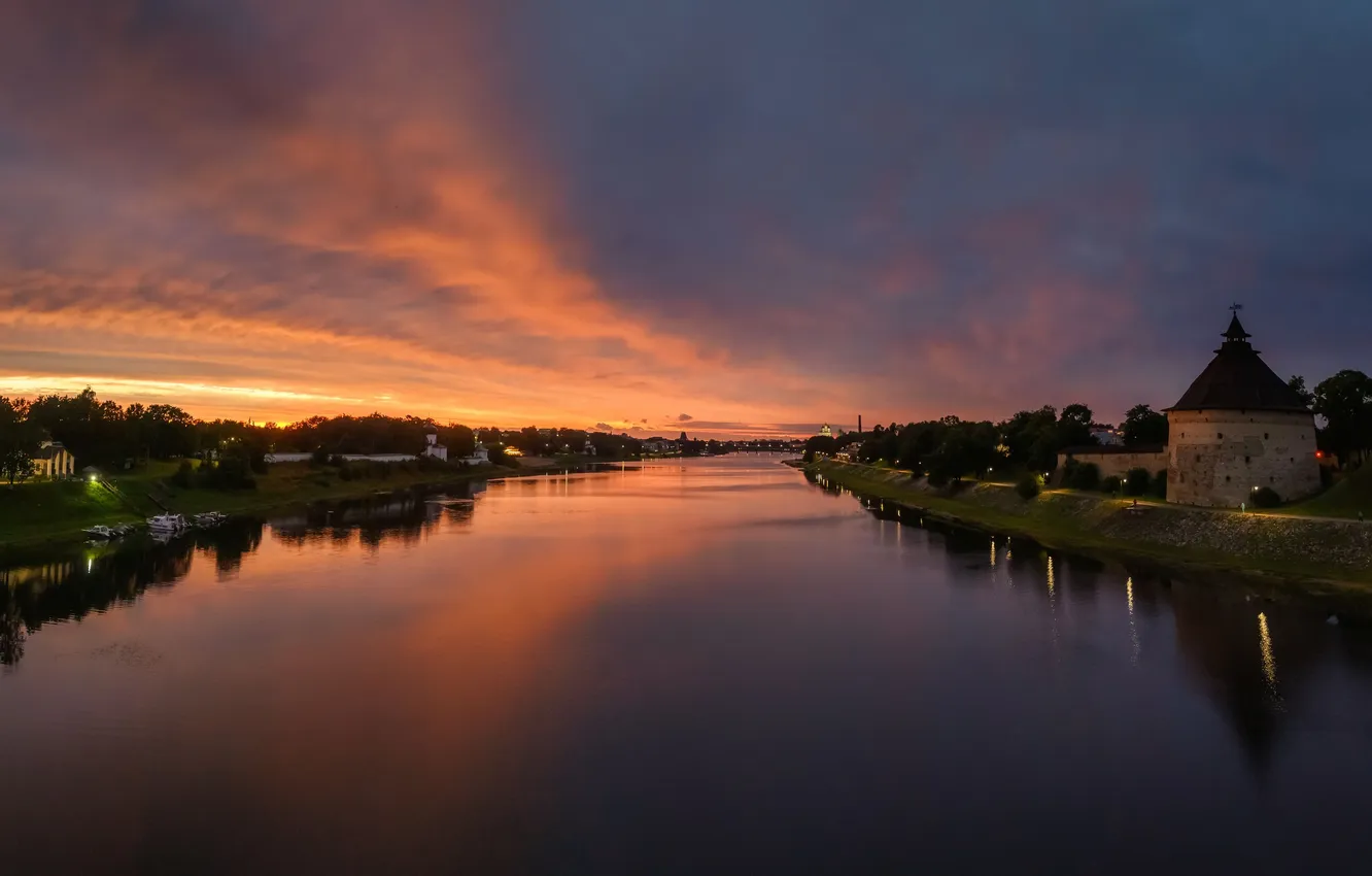 Photo wallpaper sunset, the evening, after the storm, Pskov, Roman Dmitriev