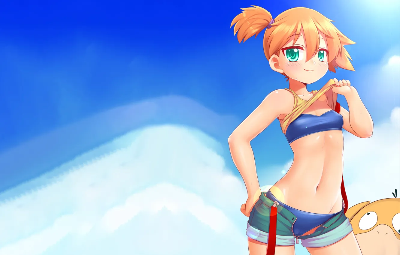 Photo wallpaper girl, sexy, Cameltoe, misty, shorts, boobs, anime, beautiful