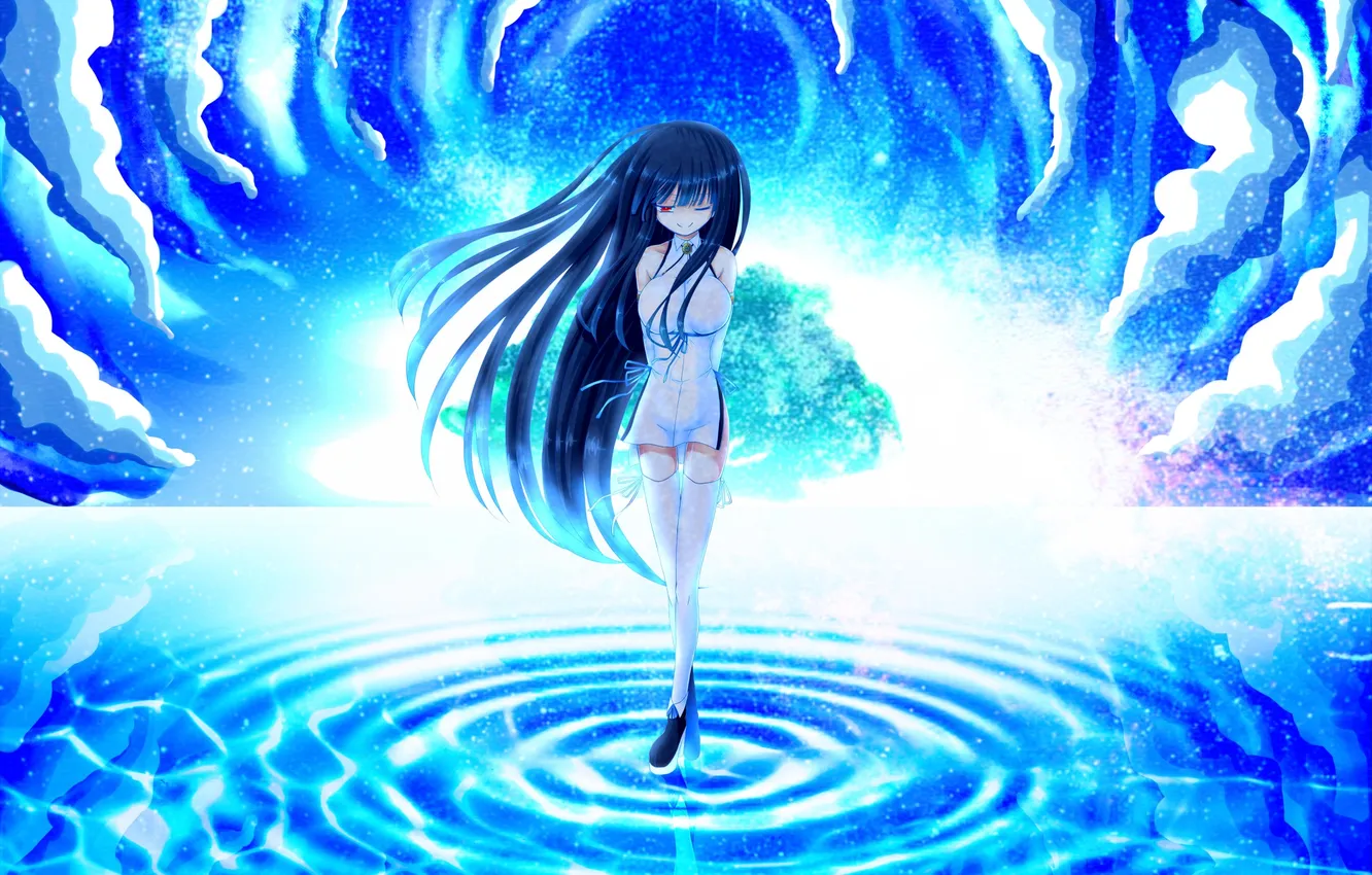 Photo wallpaper the sky, water, girl, clouds, anime, art, to una, had