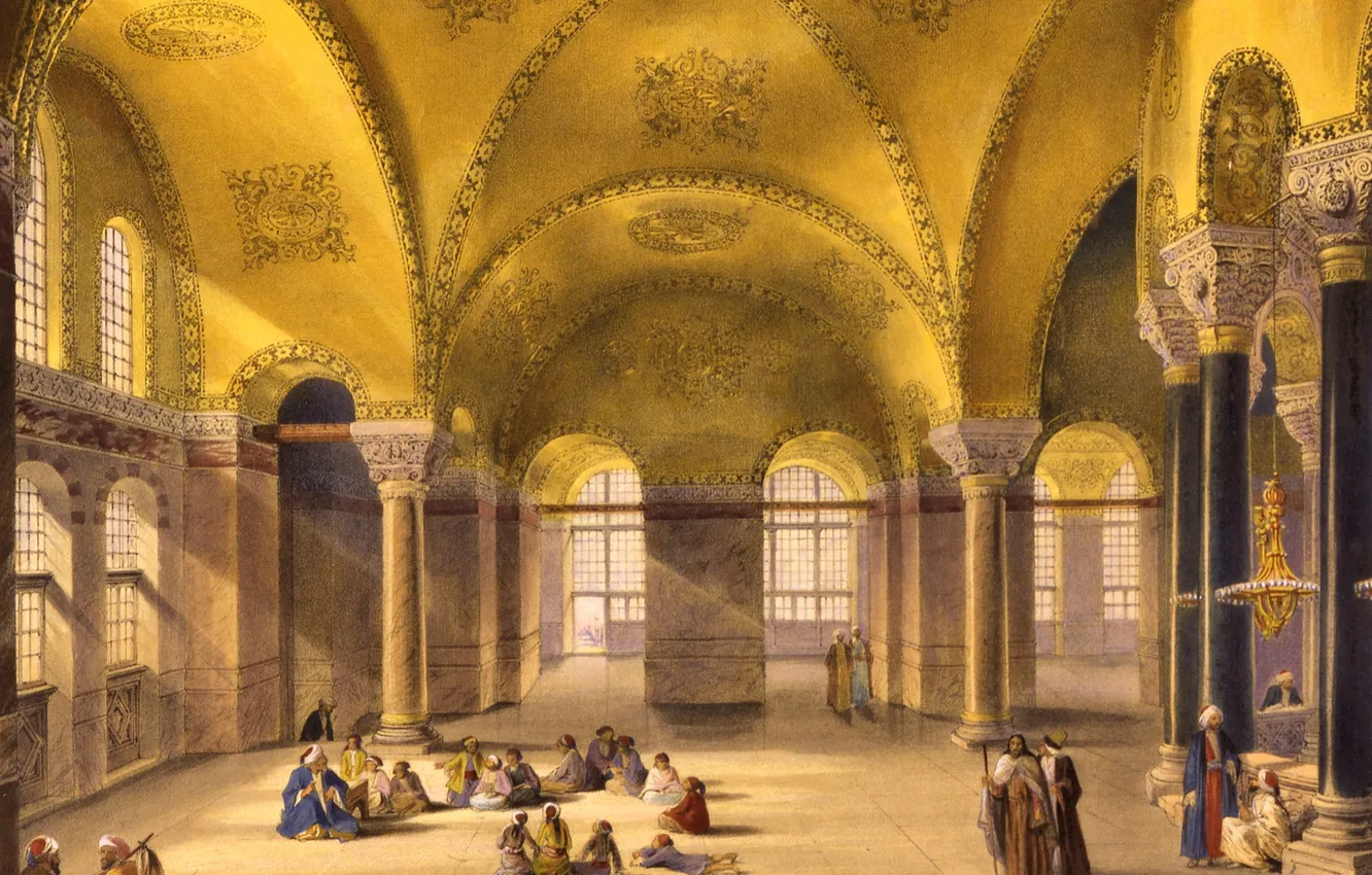 Photo wallpaper interior, mosque, Museum, Istanbul, Turkey, Hagia Sophia, , While Agia Sophia