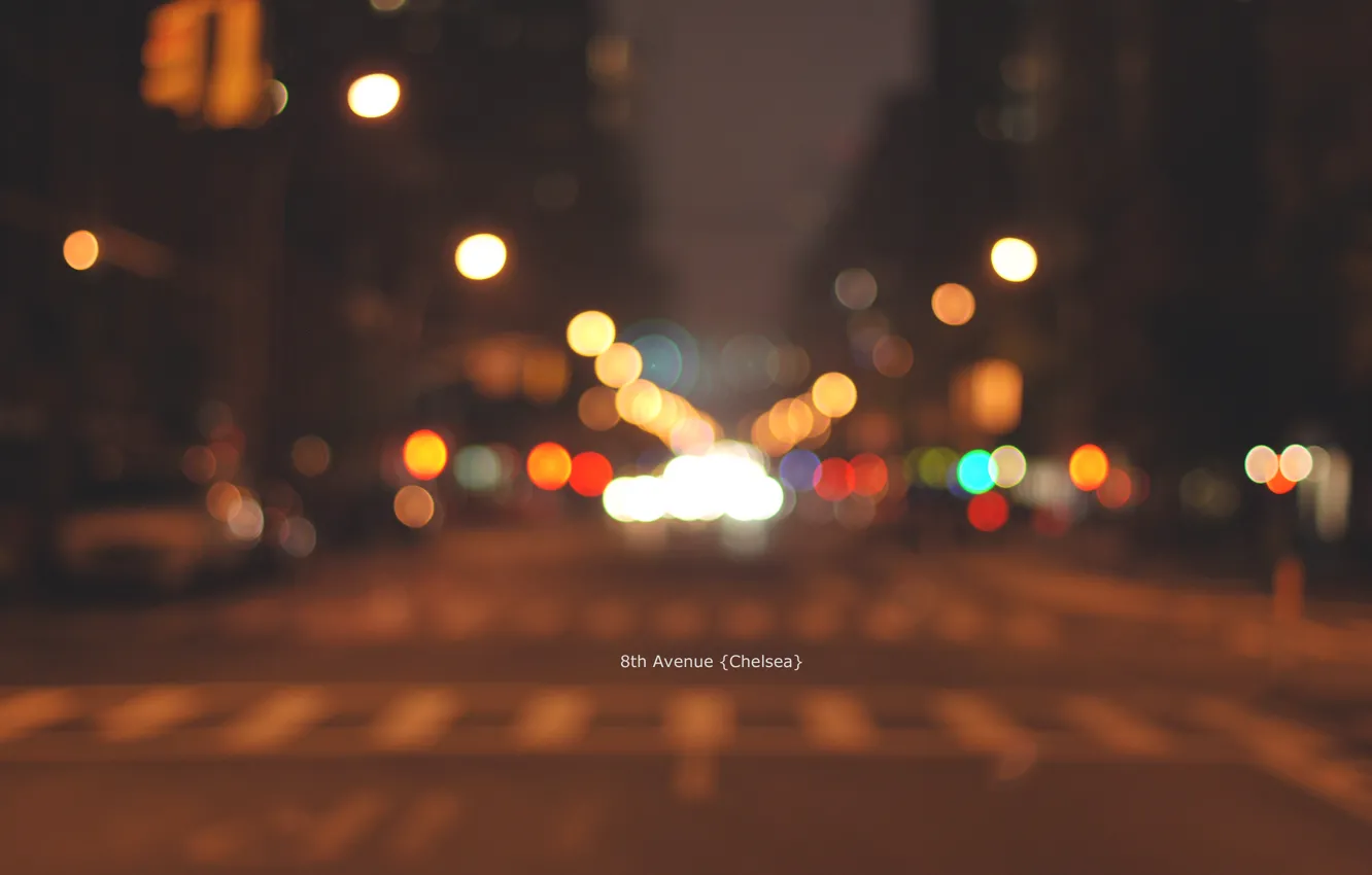 Photo wallpaper lights, night, Manhattan, blur, bokeh, Chelsea, New-York