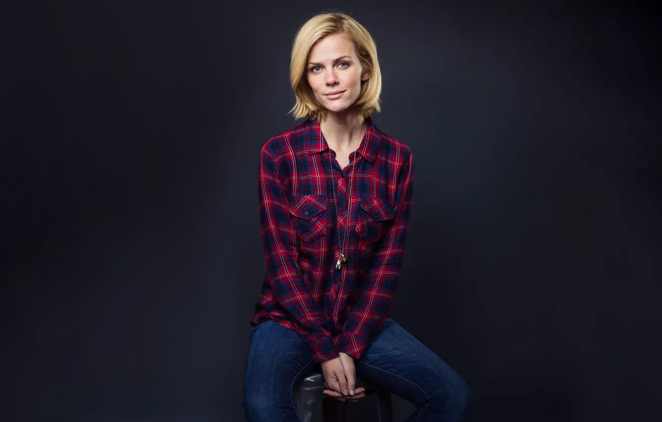 Photo wallpaper background, model, jeans, actress, hairstyle, blonde, photographer, shirt