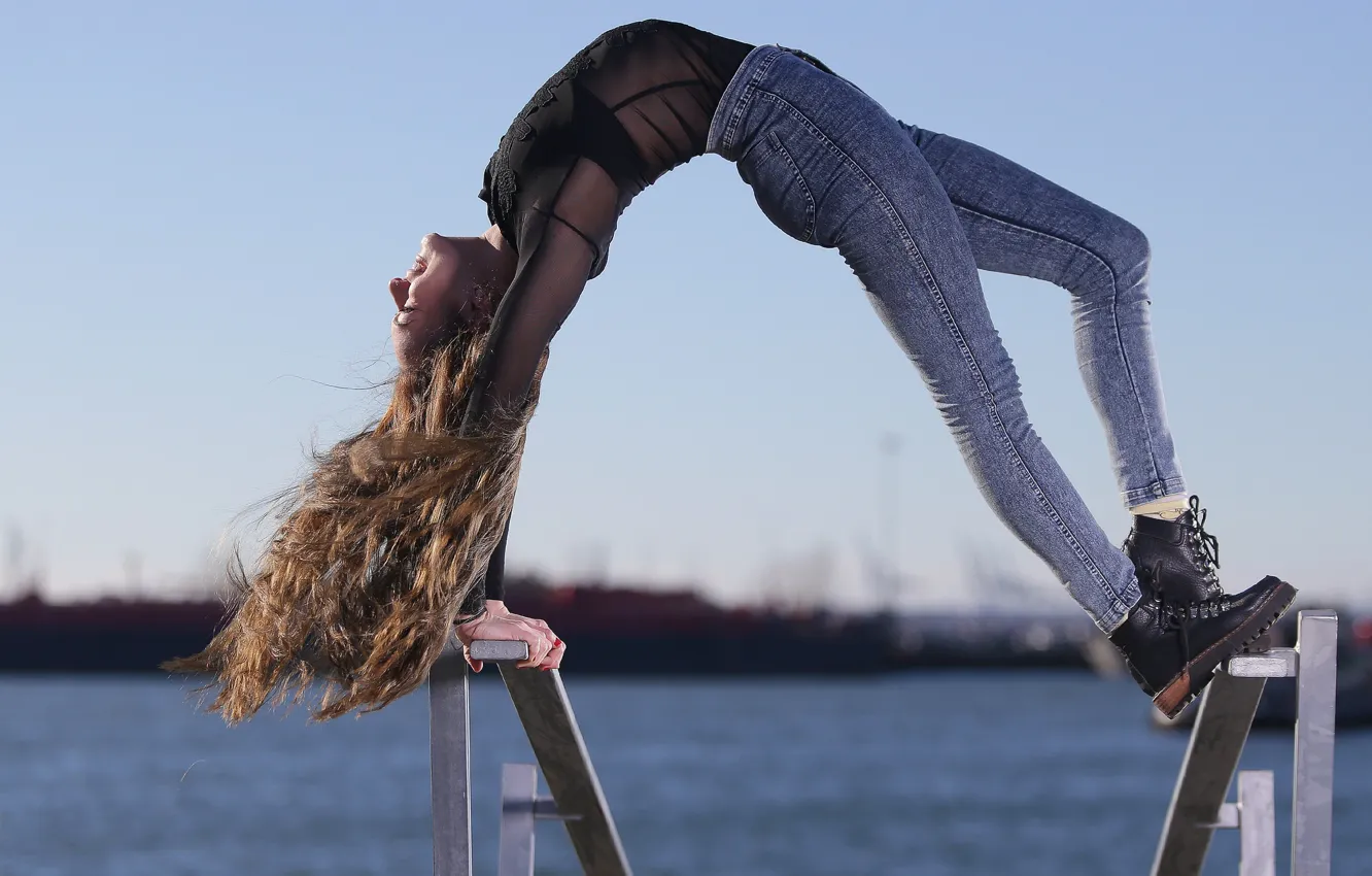 Photo wallpaper girl, pose, background, flexibility, hair