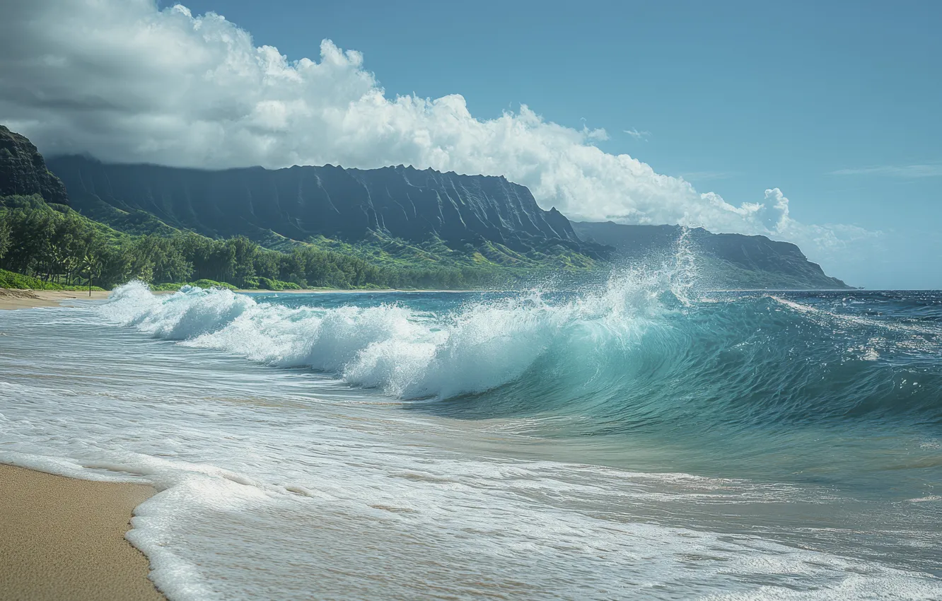 Photo wallpaper beach, landscape, Hawaii, nature, coastline
