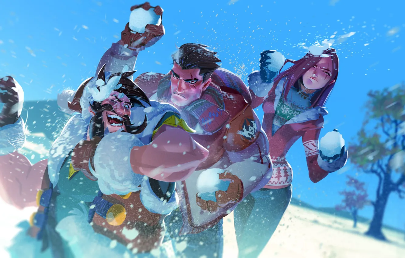 Photo wallpaper snow, League of Legends, Katarina, Draven, Darius