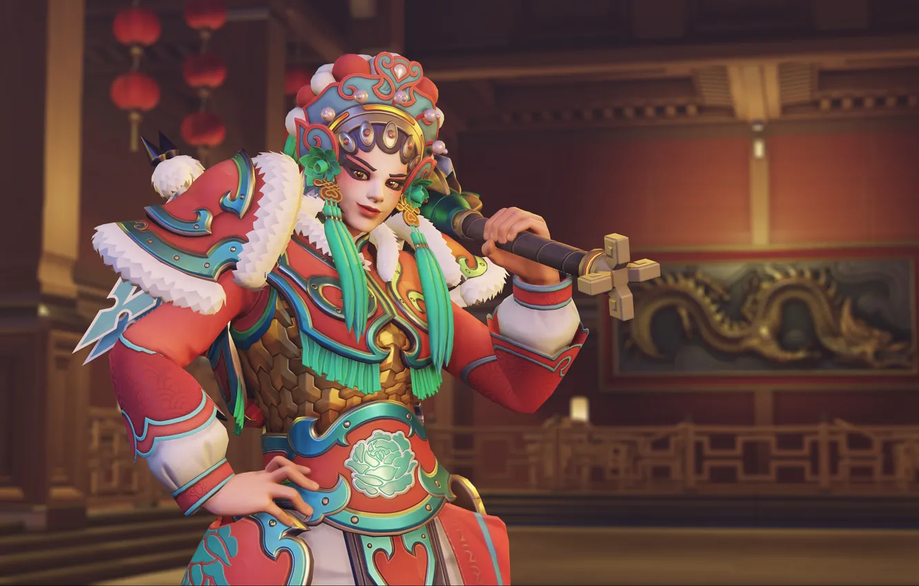 Photo wallpaper girl, weapons, Overwatch, Brigitte