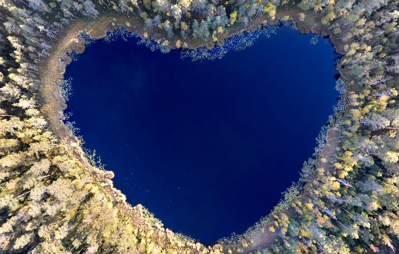 Photo wallpaper lake, reflection, heart, heart, lake, reflection, Christian Lindsten