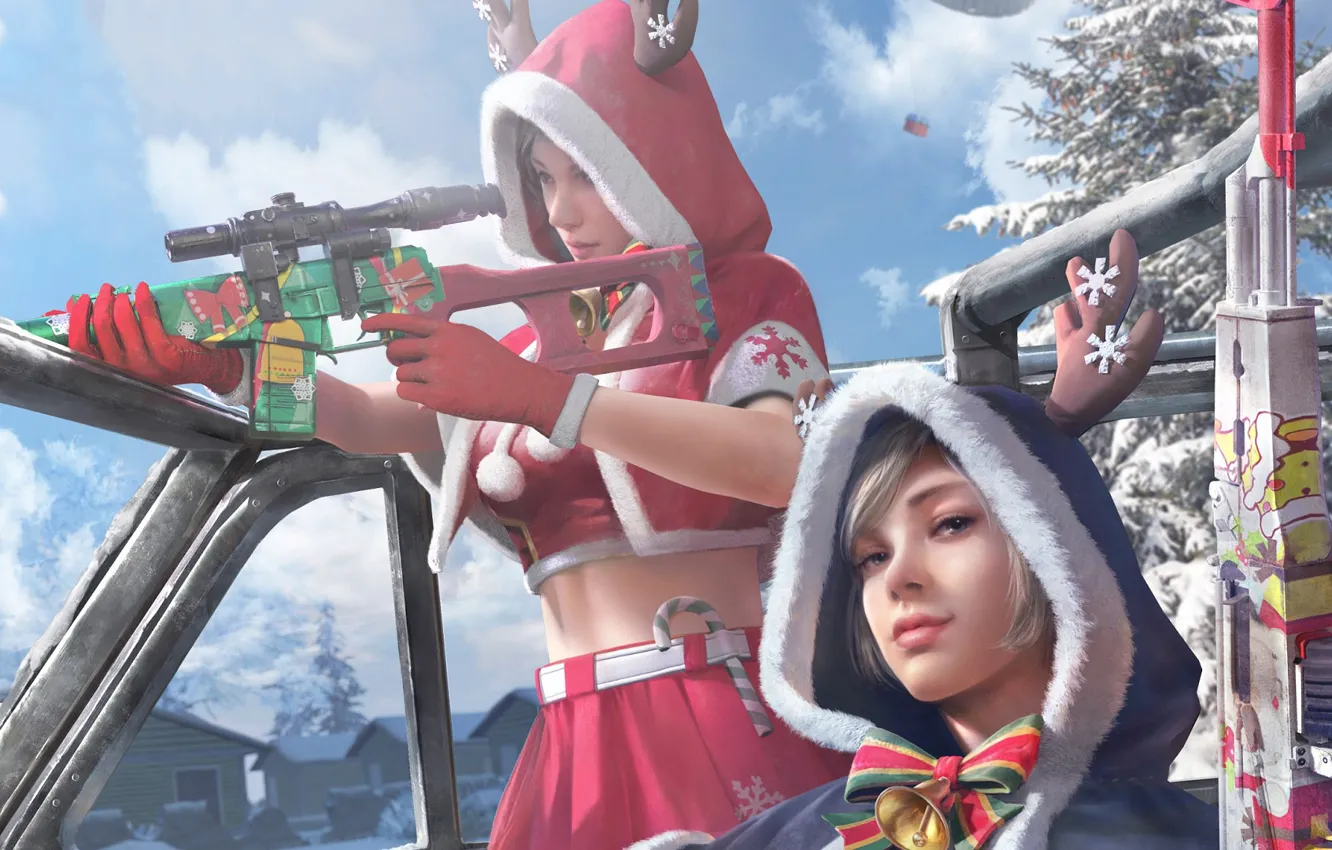 Photo wallpaper girl, weapons, PlayerUnknown's Battlegrounds