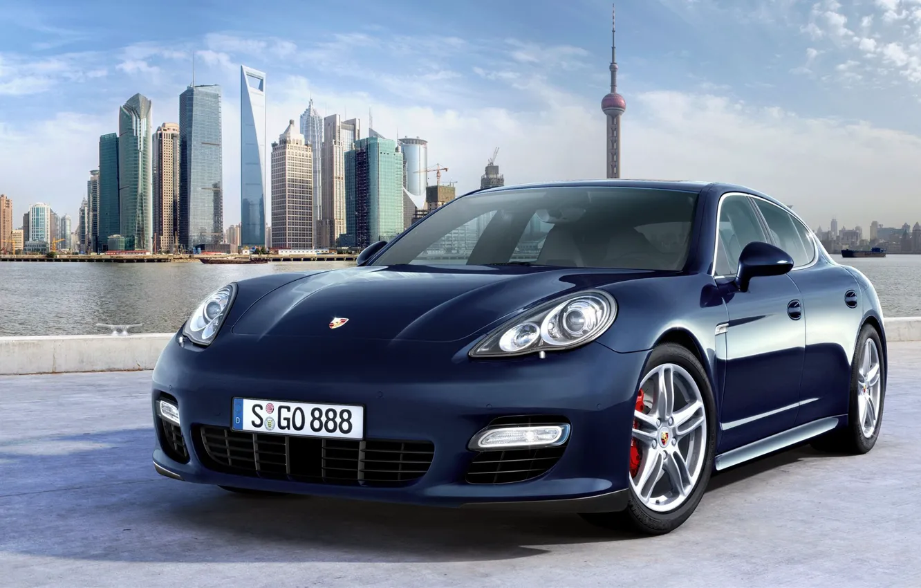 Photo wallpaper blue, Porsche, Shanghai