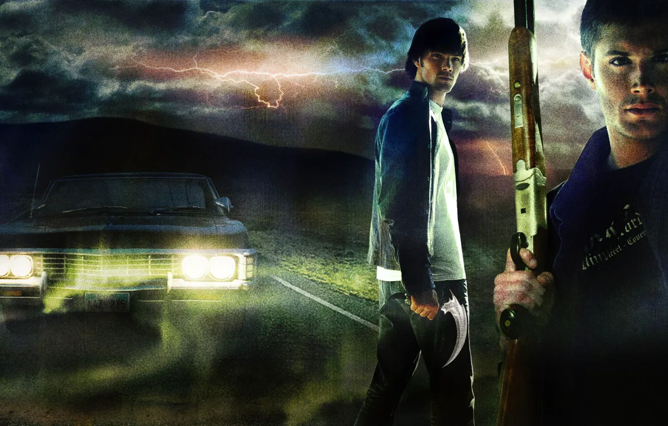 Photo wallpaper lights, Supernatural, Impala