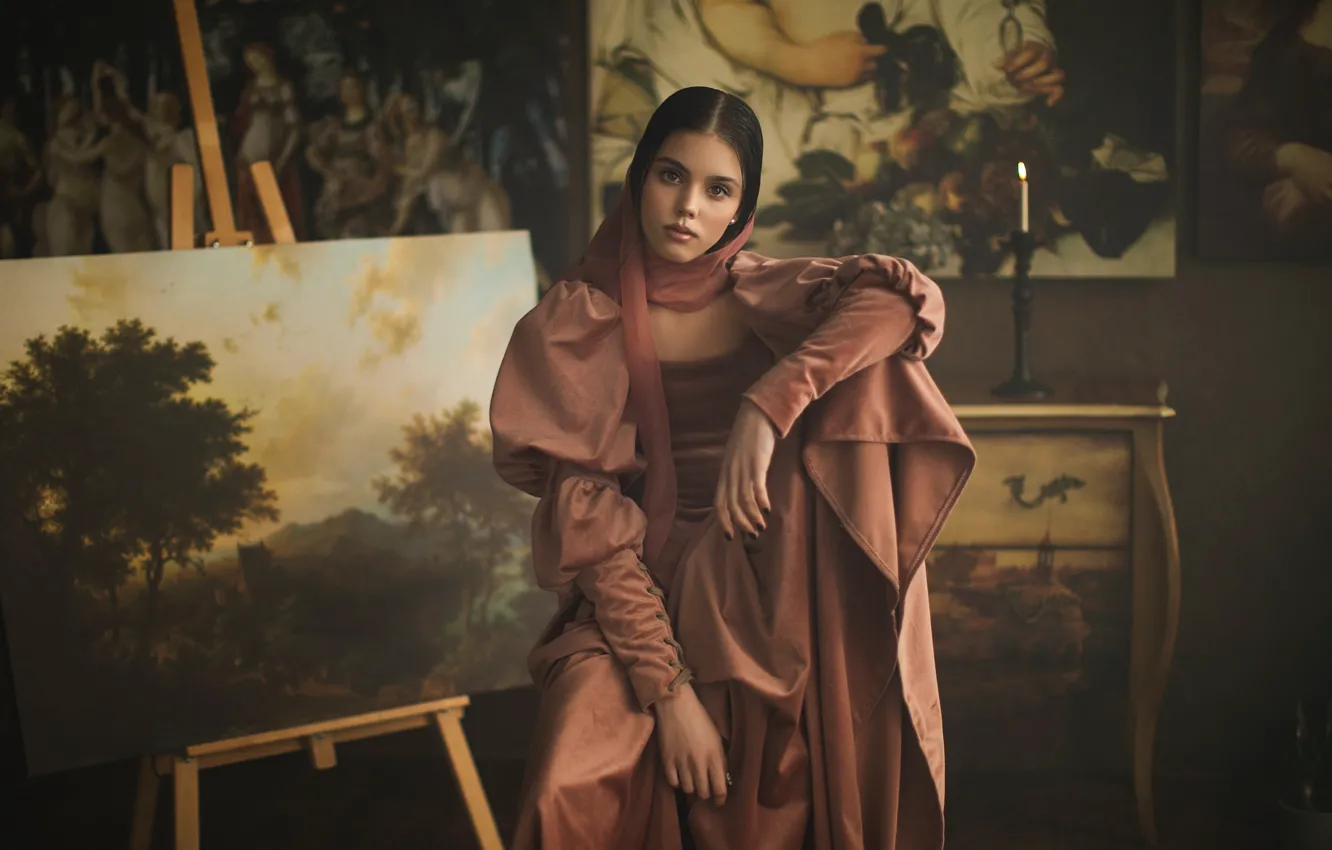 Photo wallpaper girl, pose, picture, brunette, Valeriya Mytnik