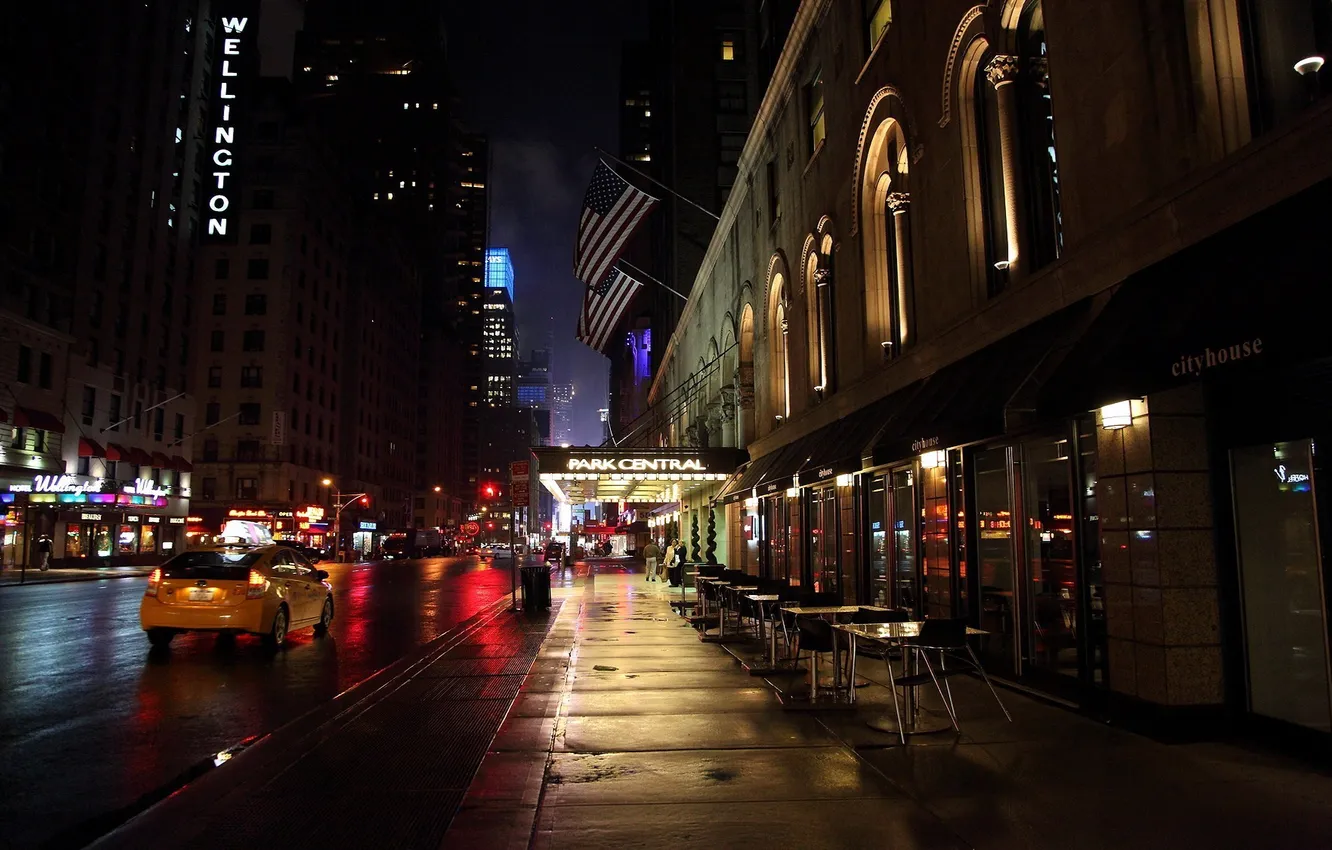 Photo wallpaper night, New York, night, New York, NYC